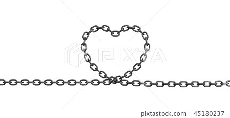 3d rendering of a single chain making a heart shape on a white background. 45180237