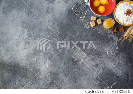 ingredients for baking a cake at home. Flour ingredients for baking a cake at home. Flour 45180638