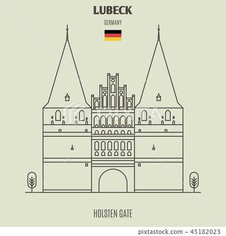 Holsten Gate in Lubeck, Germany. Landmark icon Holsten Gate in Lubeck, Germany. Landmark icon 45182023