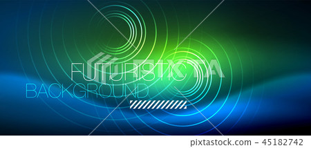Neon glowing circles background 45182742