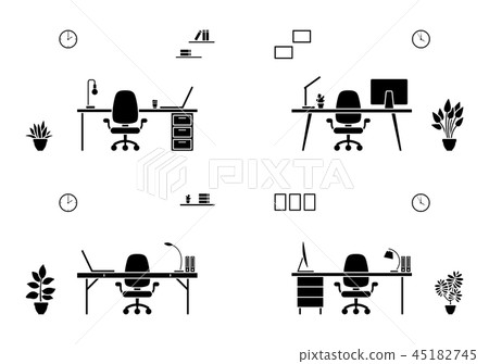 Isolated office furniture silhouette icon Isolated office furniture silhouette icon 45182745