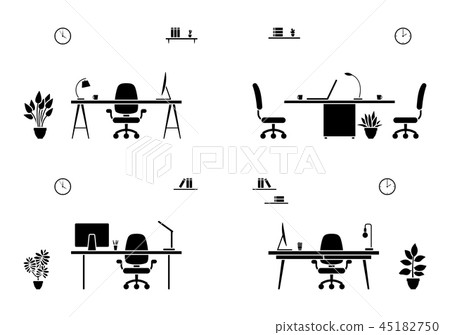 Office interior icon set - Stock Illustration [45182750] - PIXTA