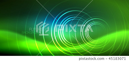 Neon glowing circles background 45183071