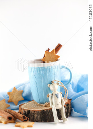 bear on white background. Christmas composition 45183083