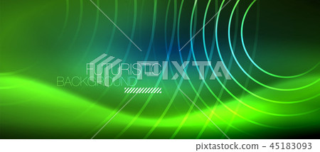 Neon glowing circles background 45183093