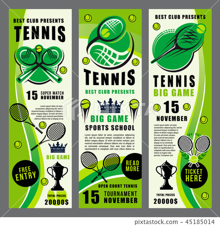 Racket, ball and tennis trophy banners Racket, ball and tennis trophy banners 45185014