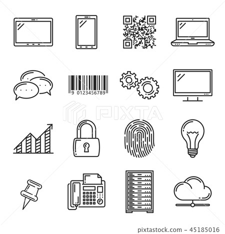 Devices and application, outline line art icons Devices and application, outline line art icons 45185016