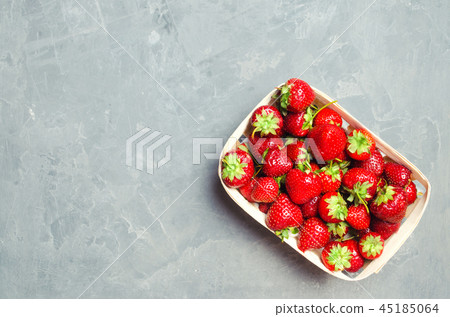 fresh strawberries in a basket, red berry 45185064