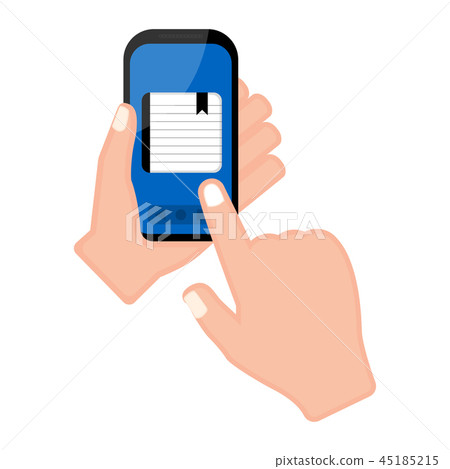 Hand holding a smartphone with an agenda app Hand holding a smartphone with an agenda app 45185215