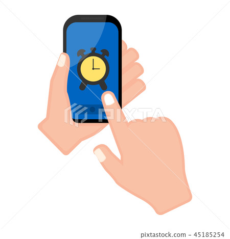 Hand holding a smartphone with an alarm app 45185254