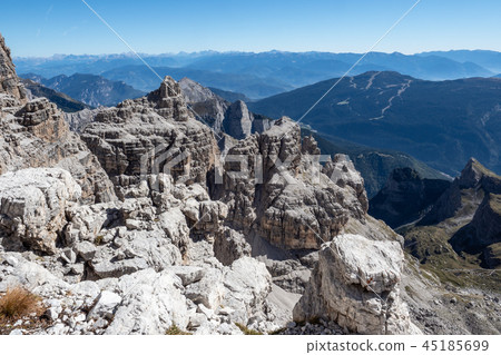 Panoramic view of famous Dolomites mountain Panoramic view of famous Dolomites mountain 45185699