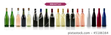 A large set of photo-realistic wine bottles A large set of photo-realistic wine bottles 45186164