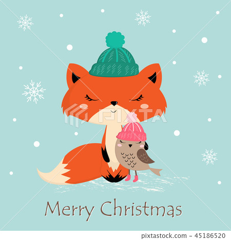 greeting card with fox - Stock Illustration [45186520] - PIXTA