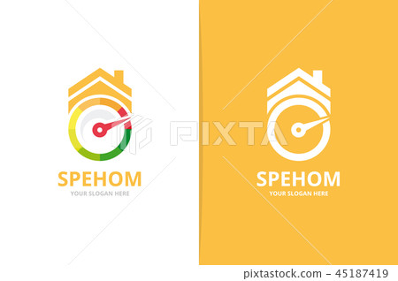 Vector speedometer and real estate logo combination. Tachometer and house symbol or icon. Unique Vector speedometer and real estate logo combination. Tachometer and house symbol or icon. Unique 45187419