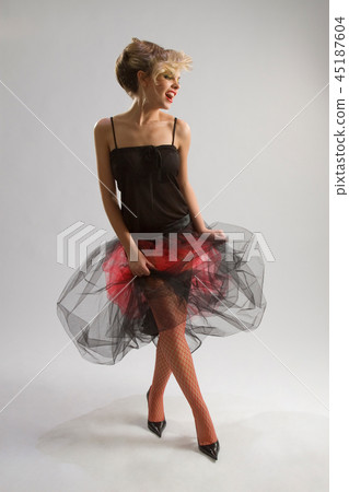 Beautiful girl in diaphanous skirt 45187604