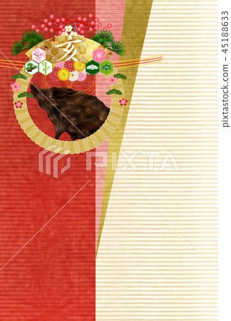 亥 和紙 年賀状 背景 亥 和紙 年賀状 背景 45188633