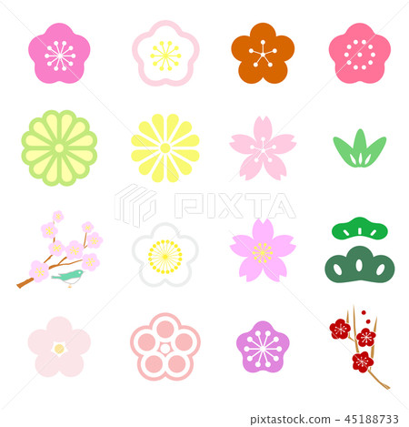 傳染媒介李子菊花新年象集合 傳染媒介李子菊花新年象集合 45188733
