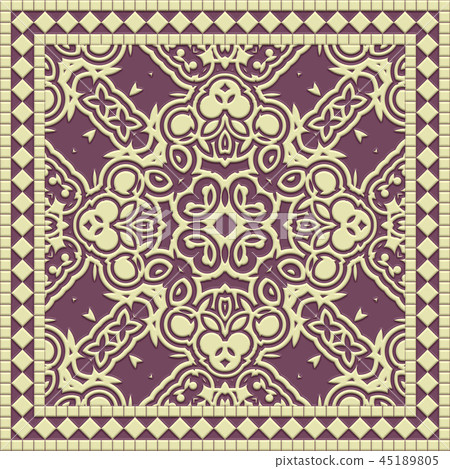 Colorful and delicate Mediterranean ceramic tiles closeup material texture background, top view (seamless connection, high resolution 3D CG rendering ∕ coloring illustration) 45189805