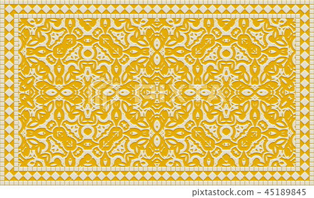 Colorful and delicate Mediterranean ceramic tiles closeup material texture background, top view (seamless connection, high resolution 3D CG rendering ∕ coloring illustration) 45189845