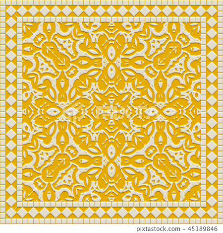 Colorful and delicate Mediterranean ceramic tiles closeup material texture background, top view (seamless connection, high resolution 3D CG rendering ∕ coloring illustration) Colorful and delicate Mediterranean ceramic tiles closeup material texture background, top view (seamless connection, high resolution 3D CG rendering ∕ coloring illustration) 45189846