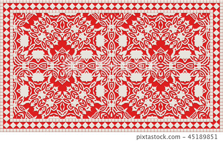 Colorful and delicate Mediterranean ceramic tiles closeup material texture background, top view (seamless connection, high resolution 3D CG rendering ∕ coloring illustration) 45189851