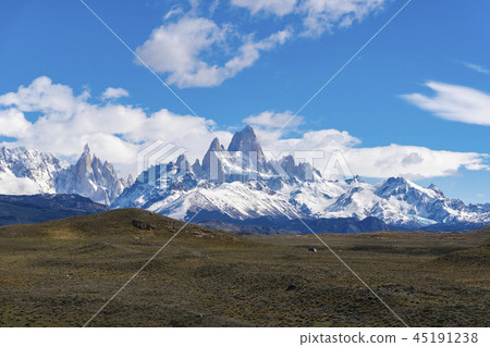 View of Monte Fitz Roy and Cerro Torre in Argentina View of Monte Fitz Roy and Cerro Torre in Argentina 45191238