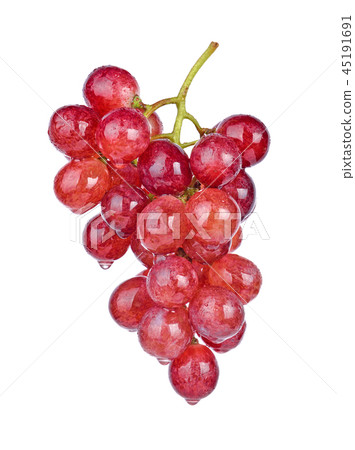 Red grapes with drop of water  on white background 45191691