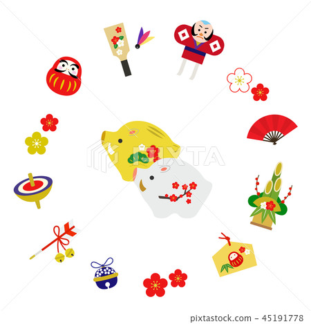 New Year's card material - Stock Illustration [45191778] - PIXTA