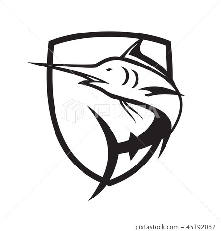 Blue Marlin Jumping Crest Black and White 45192032