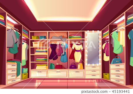 Womans walk-in closet interior cartoon vector Womans walk-in closet interior cartoon vector 45193441