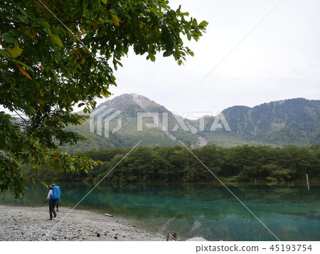 Nagano Prefecture Kamikochi Yakidake from Taisho Pond in the early autumn 45193754