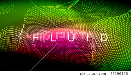 Neon glowing fluid wave lines, magic energy space light concept, abstract background wallpaper Neon glowing fluid wave lines, magic energy space light concept, abstract background wallpaper 45196136