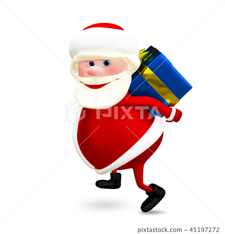 3D Illustration of Santa with a Gift 45197272