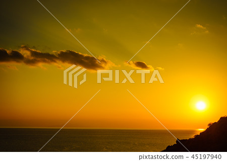 sunset over sea surface sunset over sea surface 45197940