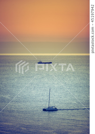 Yacht on sea water surface Yacht on sea water surface 45197942