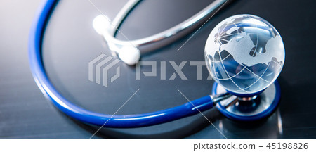 World globe crystal glass on stethoscope 45198826