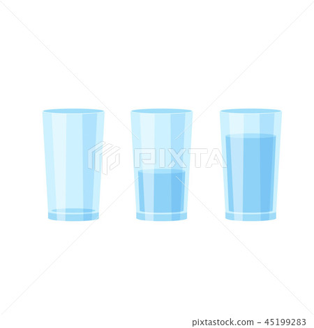 Glasses of water, Empty, full and half vector Glasses of water, Empty, full and half vector 45199283