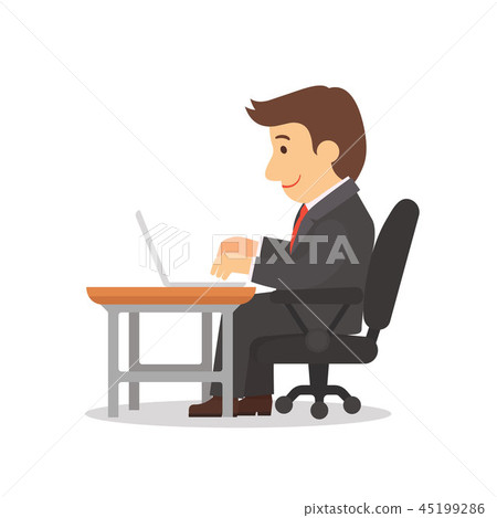 Businessman is working on the desk with laptop Businessman is working on the desk with laptop 45199286