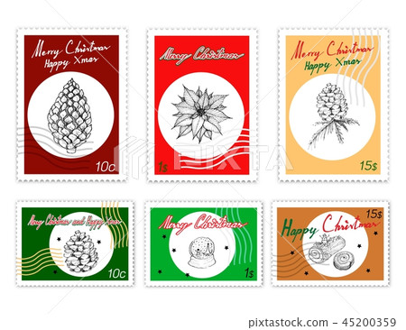 Post Stamps Set of Lovely Merry Christmas Items Post Stamps Set of Lovely Merry Christmas Items 45200359