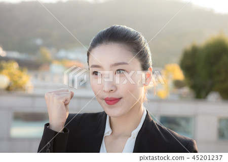Korean career woman's various expressions and pose 45201237