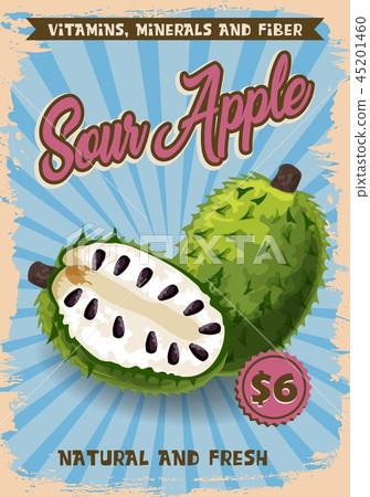 Soursop exotic tropical fruit, vector 45201460