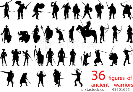 silhouettes of ancient warriors silhouettes of ancient warriors 45201695