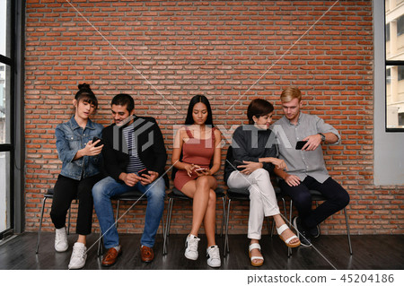 Business concept. Businessmen are using cell phones. Business pe 45204186