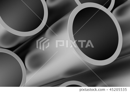 Stack of metal pipes. 3d rendering on white background. Stack of metal pipes. 3d rendering on white background. 45205535