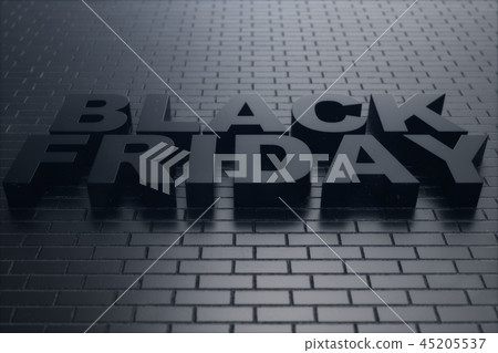 Black Friday, sale message for shop, big discount. Black Friday banner on brick wall. Banner for Black Friday, sale message for shop, big discount. Black Friday banner on brick wall. Banner for 45205537
