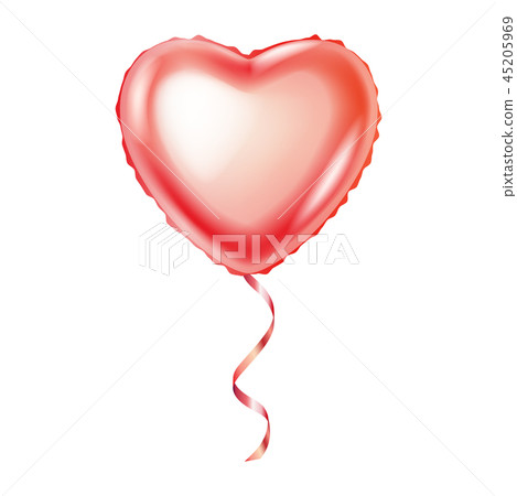 Realistic pink heart balloon isolated on white Realistic pink heart balloon isolated on white 45205969