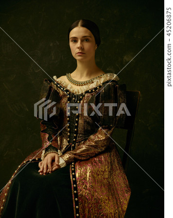 Portrait of a girl wearing a retro princess or countess dress 45206875