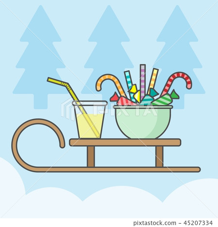 Wooden sleigh with sweets and drink for Christmas 45207334