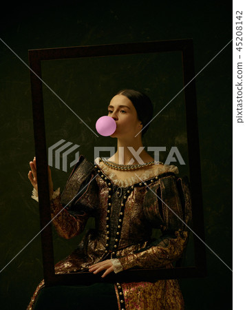 Portrait of a girl wearing a retro princess or countess dress 45208142