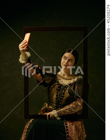 Portrait of a girl wearing a retro princess or countess dress 45208274